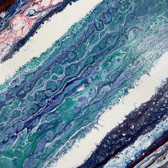 Flowing River 10 x 10 Acrylic Pour Painting Kat Sanders Painting Abstract Fluid - Picture 3 of 4